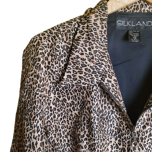 Vintage Silk Leopard Print Jacket Size 14 - Picture 3 of 7